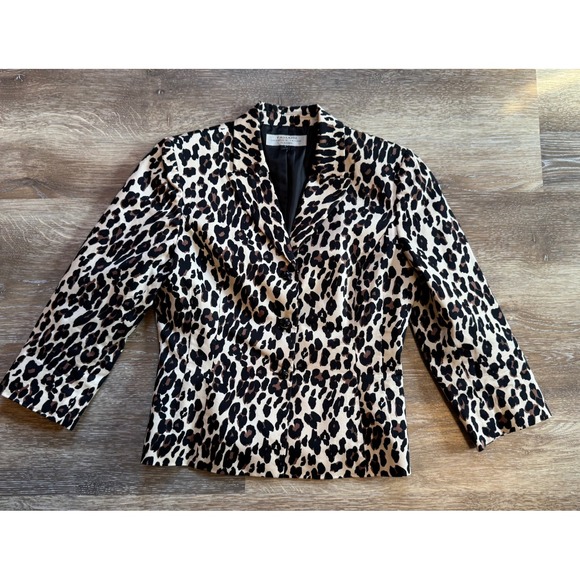 Tahari Arthur S. Levine Jackets & Blazers - Tahari Arthur S Levine Classics Leopard Print Blazer Jacket Tan Black Size 8